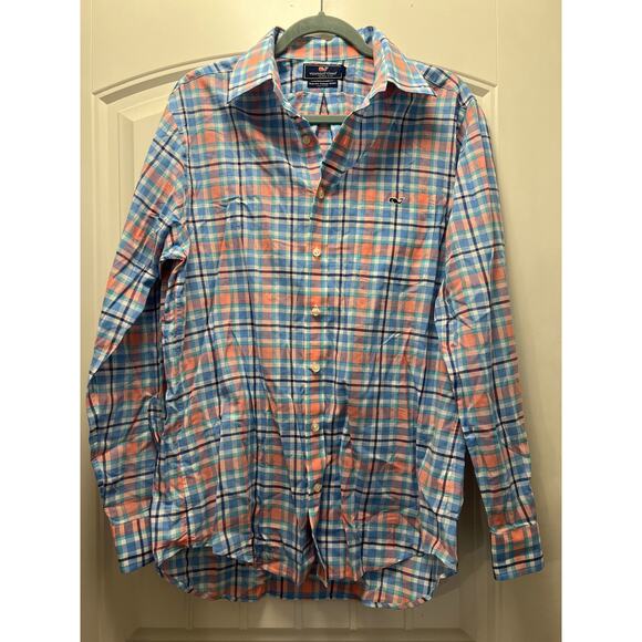 Vineyard Vines Men’s Slim Fit Tucker Cotton Casual Collared Shirt Sz M Blue Pink - Picture 1 of 4